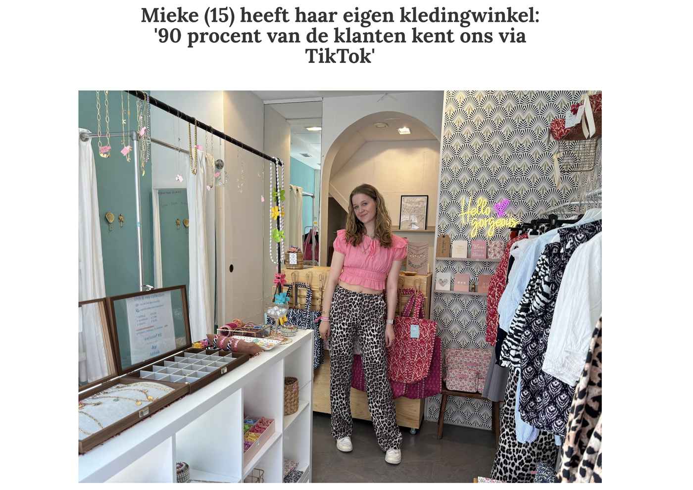 Mieke (15) heeft haar eigen kledingwinkel: '90 procent van de klanten kent ons via TikTok'